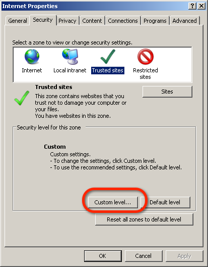 TrustedSitesCustomLevel How to save your SharePoint password in Windows
