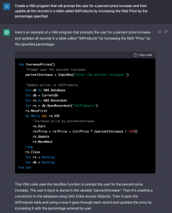 Can ChatGPT write VBA code? How about SQL Queries? Yes! But...